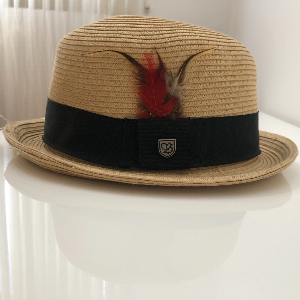 Brixton Straw Hat With Feather Size Small
